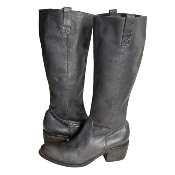 EMANUELA PASSERI Italy Grey Leather Boots Tall Block Heel EU Size 40 - Picture 1 of 11